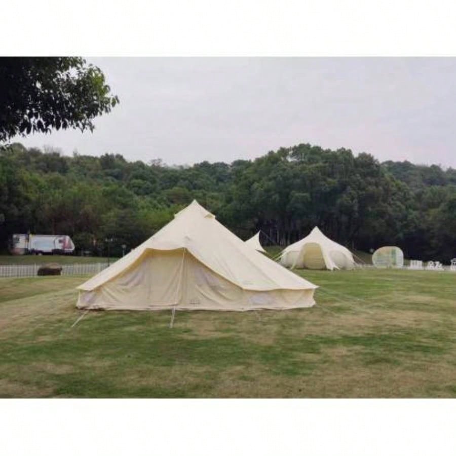 SAMHAIBEI 6 Persons Canvas Tent Bell Tent Glamping, 4 Seasons Yurt Tent Camping, Heavy Cotton Canvas Tent Family Camping, Outdoor Hunting, or Party Tent. Durable, 2 in 1, 2 Doors Bell Tent