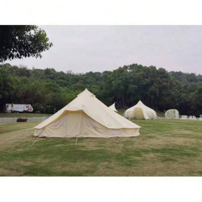 SAMHAIBEI 6 Persons Canvas Tent Bell Tent Glamping, 4 Seasons Yurt Tent Camping, Heavy Cotton Canvas Tent Family Camping, Outdoor Hunting, or Party Tent. Durable, 2 in 1, 2 Doors Bell Tent