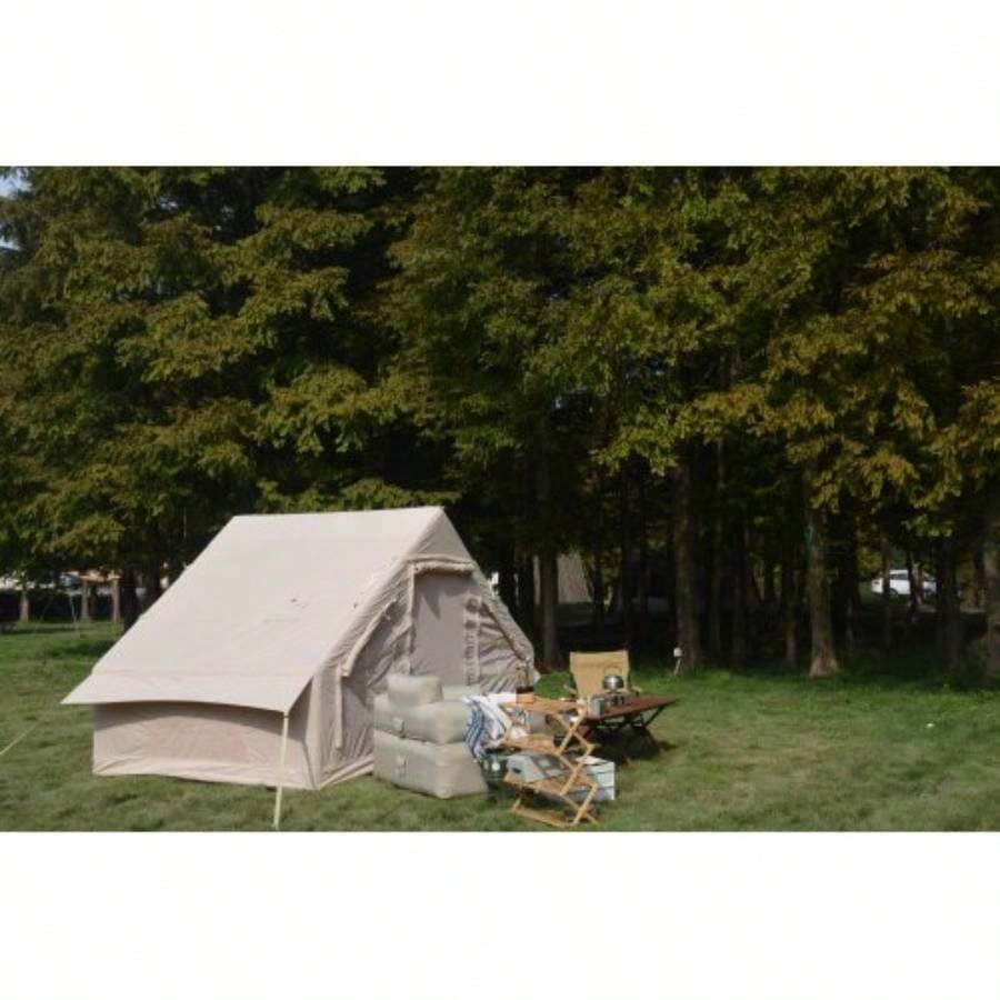 Inflatable Camping Tent Easy Setup 4 Season Glamping Tent with High Performance Inflatable Structure 4 - 6 Persons Waterproof Windproof Outdoor Self - Supporting Blow up Tent Tent Portable House Beige