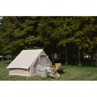 Inflatable Camping Tent Easy Setup 4 Season Glamping Tent with High Performance Inflatable Structure 4 - 6 Persons Waterproof Windproof Outdoor Self - Supporting Blow up Tent Tent Portable House Beige