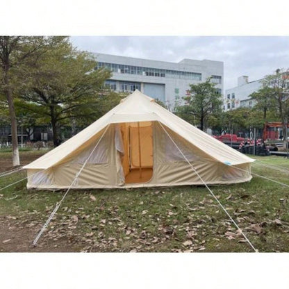 SAMHAIBEI 6 Persons Canvas Tent Bell Tent Glamping, 4 Seasons Yurt Tent Camping, Heavy Cotton Canvas Tent Family Camping, Outdoor Hunting, or Party Tent. Durable, 2 in 1, 2 Doors Bell Tent