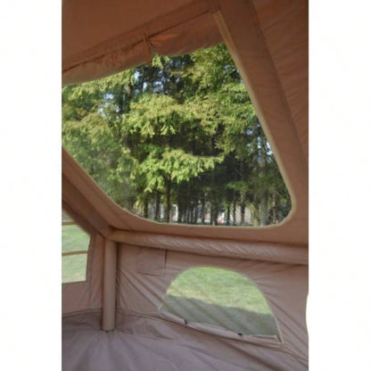 Inflatable Camping Tent Easy Setup 4 Season Glamping Tent with High Performance Inflatable Structure 4 - 6 Persons Waterproof Windproof Outdoor Self - Supporting Blow up Tent Tent Portable House Beige