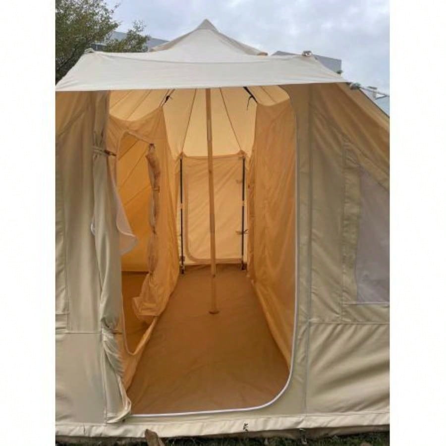 SAMHAIBEI 6 Persons Canvas Tent Bell Tent Glamping, 4 Seasons Yurt Tent Camping, Heavy Cotton Canvas Tent Family Camping, Outdoor Hunting, or Party Tent. Durable, 2 in 1, 2 Doors Bell Tent