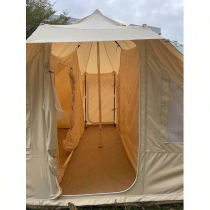 SAMHAIBEI 6 Persons Canvas Tent Bell Tent Glamping, 4 Seasons Yurt Tent Camping, Heavy Cotton Canvas Tent Family Camping, Outdoor Hunting, or Party Tent. Durable, 2 in 1, 2 Doors Bell Tent