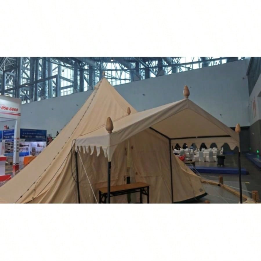 SAMHAIBEI 19.68*13.1ft Canvas Tent Bell Tent Glamping, 4 Seasons Yurt Tent Camping, Heavy Cotton Canvas Tent Family Camping, Outdoor Hunting, Bell tent with 8.53ft*6.56ft porch