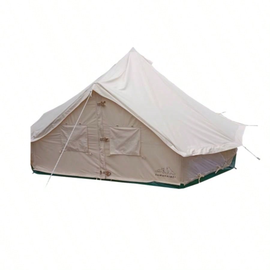 SAMHAIBEI Canvas Tent Bell Tent Glamping, 4 Seasons Yurt Tent Camping, 4M/5M Cotton Canvas Tent Family Camping, Outdoor Hunting, or Party 13ft - 16.5ft Durable, Spacious, and Versatile.