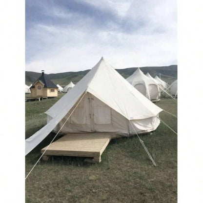 SAMHAIBEI Canvas Tent Bell Tent Glamping, 4 Seasons Yurt Tent Camping, 4M/5M Cotton Canvas Tent Family Camping, Outdoor Hunting, or Party 13ft - 16.5ft Durable, Spacious, and Versatile.