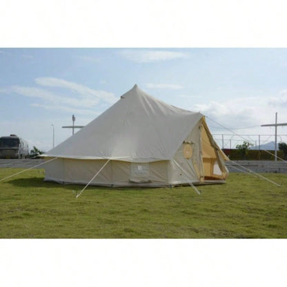 SAMHAIBEI Canvas Tent Bell Tent Glamping, 4 Seasons Yurt Tent Camping, 4M/5M Cotton Canvas Tent Family Camping, Outdoor Hunting, or Party 13ft - 16.5ft Durable, Spacious, and Versatile.