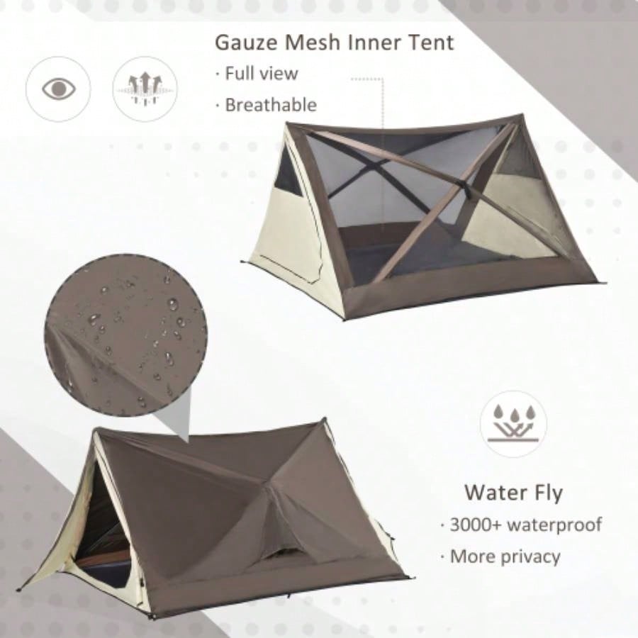 Outsunny 2 - 3 People Up Camping Tent Waterproof Automatic Instant Tent Portable Cabana Beach Tent with Rainfly, Carry Bag, and Doors, Outdoor Camping Hiking Indoor