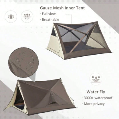 Outsunny 2 - 3 People Up Camping Tent Waterproof Automatic Instant Tent Portable Cabana Beach Tent with Rainfly, Carry Bag, and Doors, Outdoor Camping Hiking Indoor