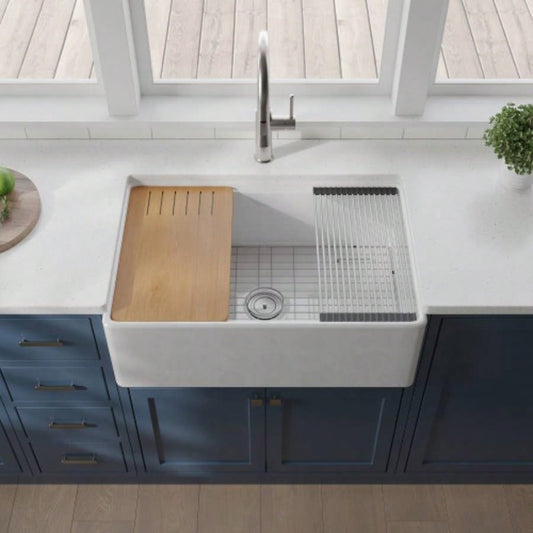 Fireclay 30 L X 20 Workstation Farmhouse Kitchen Sink With Accessories