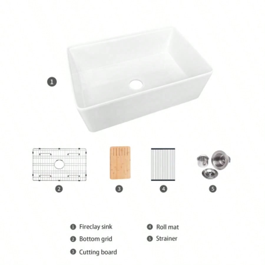 Fireclay 30 L X 20 Workstation Farmhouse Kitchen Sink With Accessories