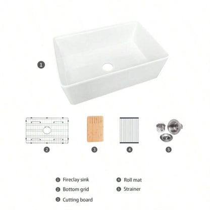 Fireclay 30 L X 20 Workstation Farmhouse Kitchen Sink With Accessories
