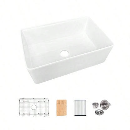Fireclay 30 L X 20 Workstation Farmhouse Kitchen Sink With Accessories