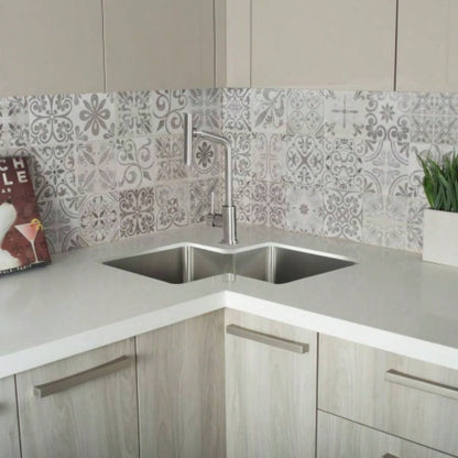 Handmade Corner Double Bowl Top Mount Kitchen Sink