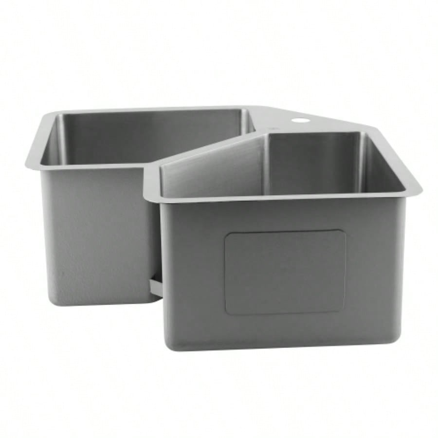 Handmade Corner Double Bowl Top Mount Kitchen Sink