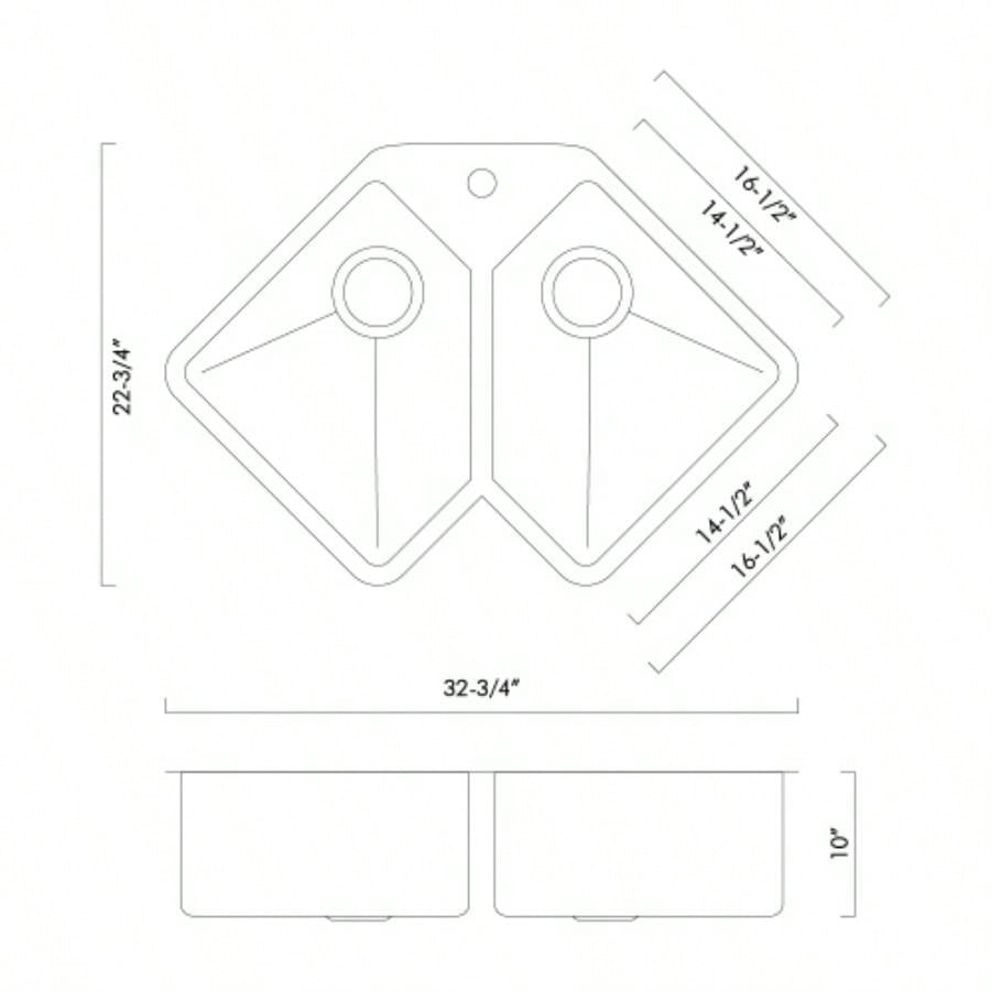 Handmade Corner Double Bowl Top Mount Kitchen Sink