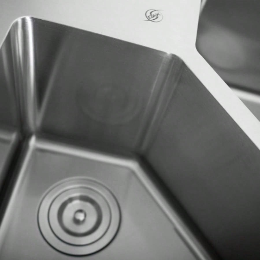 Handmade Corner Double Bowl Top Mount Kitchen Sink