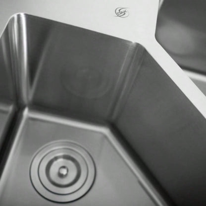 Handmade Corner Double Bowl Top Mount Kitchen Sink