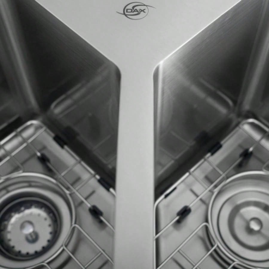 Handmade Corner Double Bowl Top Mount Kitchen Sink