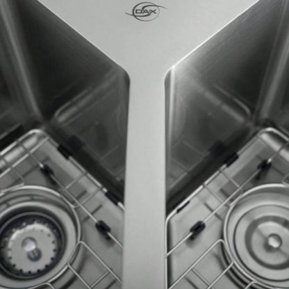 Handmade Corner Double Bowl Top Mount Kitchen Sink