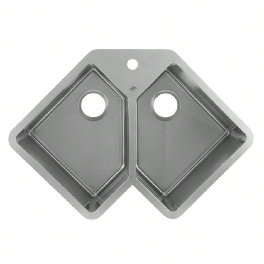 Handmade Corner Double Bowl Top Mount Kitchen Sink