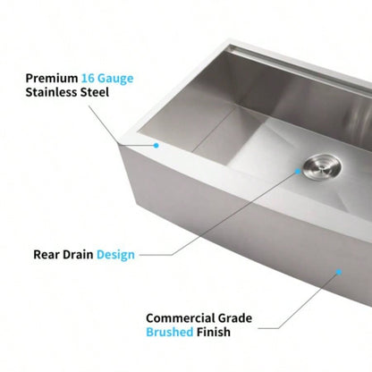 33x22x10Farmhouse Apron Single Bowl Stainless Steel Kitchen Sink with Workstation