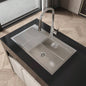 Stainless Steel Kitchen Sink, 32x19 Single Bowl, Overmount Handmade Sink in Brushed Nickel, with US Standard Drain and Hook, LS - SSBR02