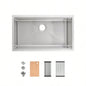 Stainless Steel Kitchen Sink, 33x19 Single Bowl, Undermount Handmade Sink in Dark Gray, with Cutting Board, Colander