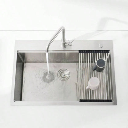 Stainless Steel Kitchen Sink, 33x22 Single Bowl, Overmount Handmade Sink in Brushed, with Cutting Board, Colander, SS - BR01D - 332208