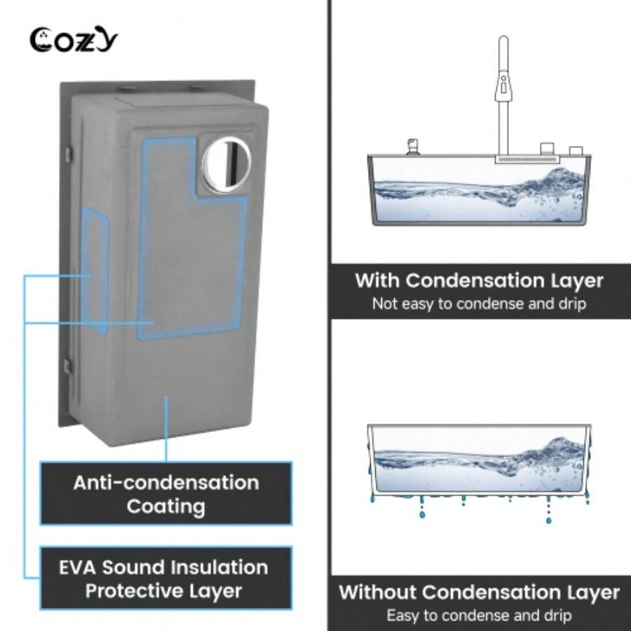 Waterfall Kitchen Sink, Stainless Steel Single Bowl in Black, Multifunctional Workstation with Flying - rain Faucet and Cutting Board, 3022 Stainless Steel Single Bowl Sink, SSBL12