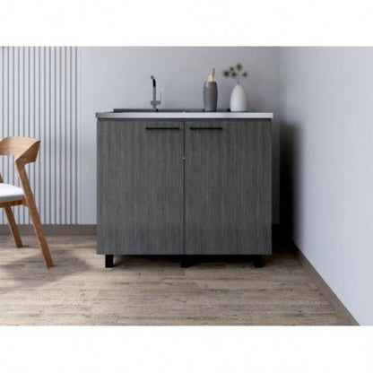 Utility Sink Cabinet Burwood, Kitchen, Smokey Oak