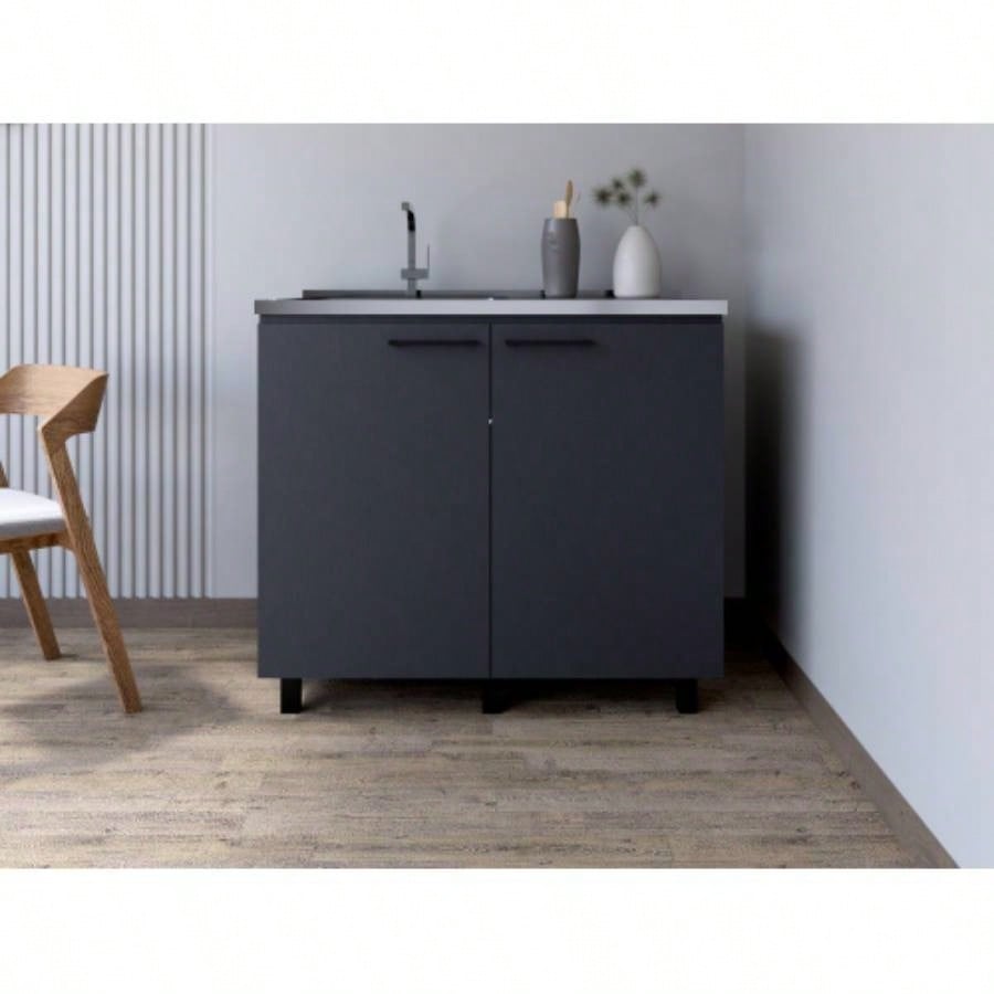Utility Sink Cabinet Burwood, Kitchen, Black