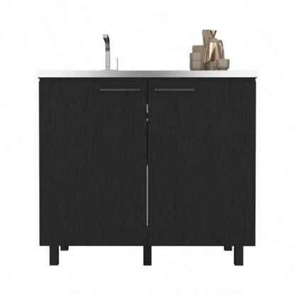 Utility Sink Cabinet Burwood, Kitchen, Black