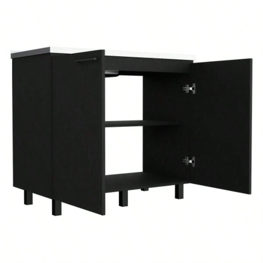 Utility Sink Cabinet Burwood, Kitchen, Black