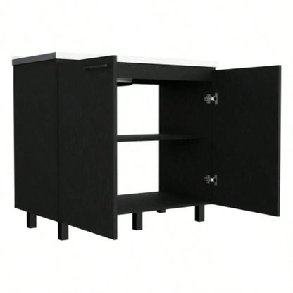 Utility Sink Cabinet Burwood, Kitchen, Black