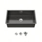 Stainless Steel Kitchen Sink, 33x19 Single Bowl, Undermount Handmade Sink in Black, with US Standard Drain and Hook