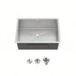 Stainless Steel Kitchen Sink, 27x19 Single Bowl, Undermount Handmade Sink in Brushed Nickel, with US Standard Drain and Hook, LS - SSBR06