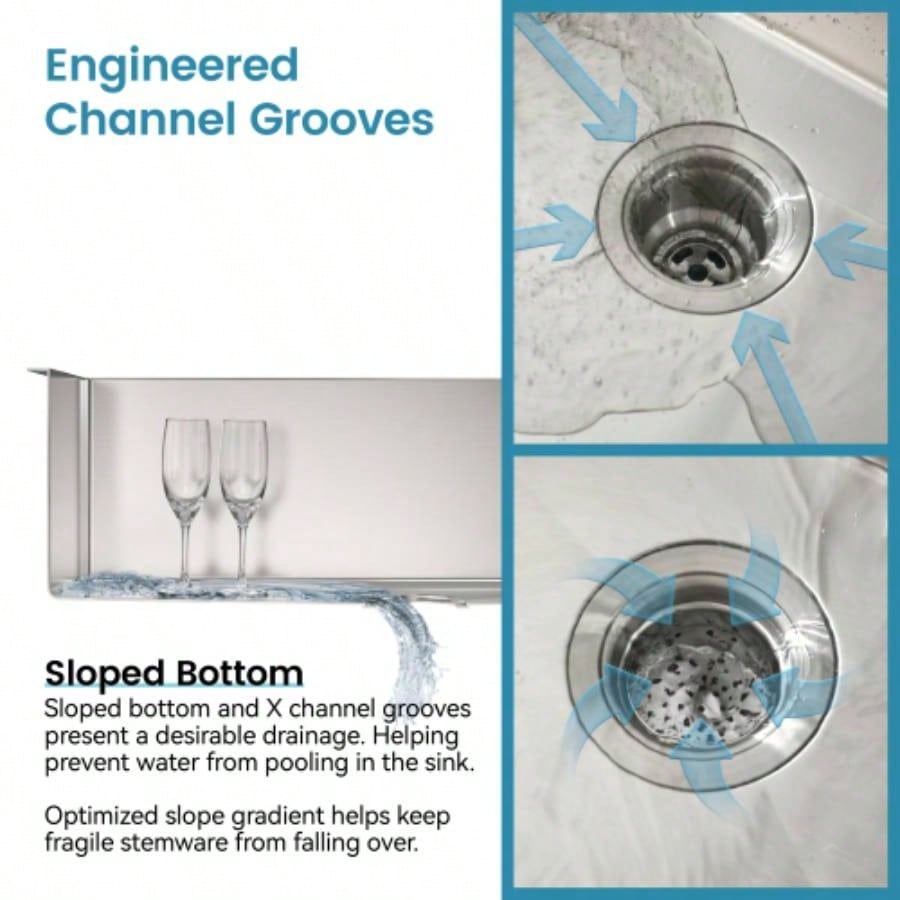 Stainless Steel Kitchen Sink, 27x19 Single Bowl, Undermount Handmade Sink in Brushed Nickel, with US Standard Drain and Hook, LS - SSBR06