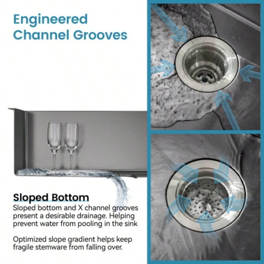 Stainless Steel Kitchen Sink, 27x19 Single Bowl, Undermount Handmade Sink in Black, with US Standard Drain and Hook