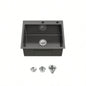 Stainless Steel Kitchen Sink, 23x19 Single Bowl, Undermount Handmade Sink in Black, with US Standard Drain and Hook, LS - SSBL02