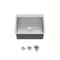 Stainless Steel Kitchen Sink, 23x19 Single Bowl, Overmount Handmade Sink in Dark Gray, with US Standard Drain and Hook