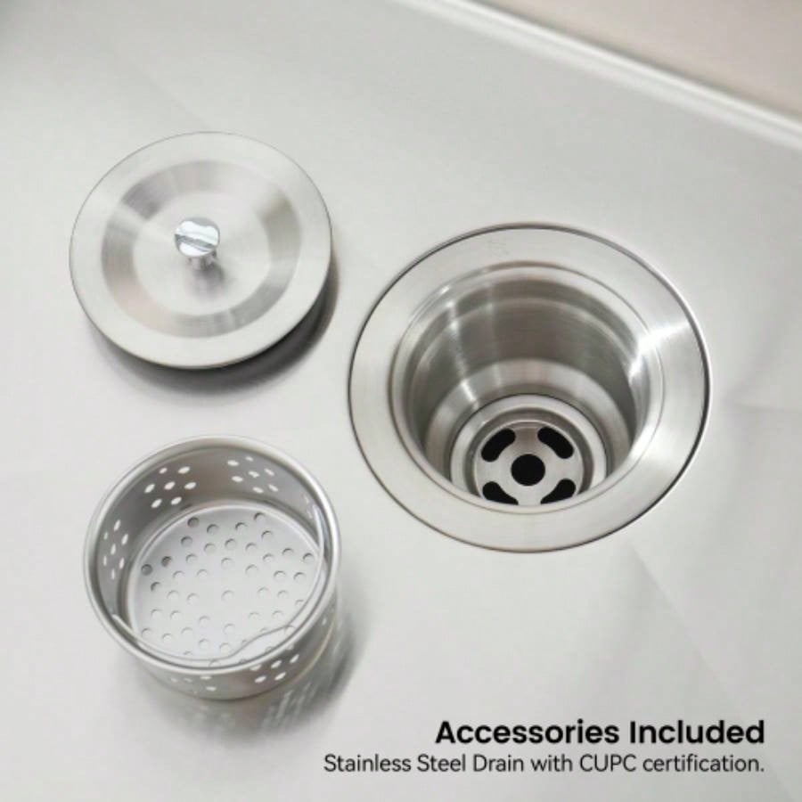 Stainless Steel Kitchen Sink, 23x19 Single Bowl, Overmount Handmade Sink in Dark Gray, with US Standard Drain and Hook