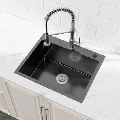 Stainless Steel Kitchen Sink, 23x19 Single Bowl, Undermount Handmade Sink in Black, with US Standard Drain and Hook, LS - SSBL02