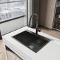 Stainless Steel Kitchen Sink, 27x19 Single Bowl, Overmount Handmade Sink in Black, with US Standard Drain and Hook, LS - SSBL01