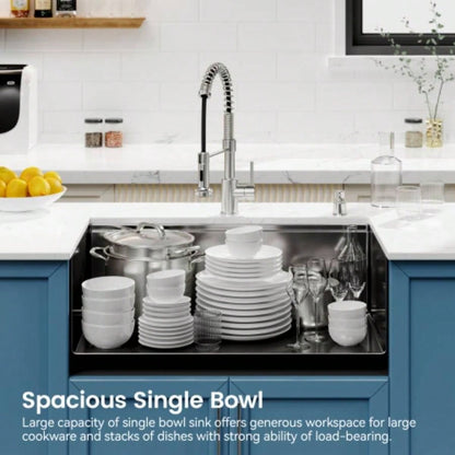 Stainless Steel Kitchen Sink, 33x19 Single Bowl, Undermount Handmade Sink in Brushed, with Cutting Board, Colander