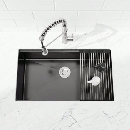 Stainless Steel Kitchen Sink, 33x19 Single Bowl, Undermount Handmade Sink in Brushed, with Cutting Board, Colander