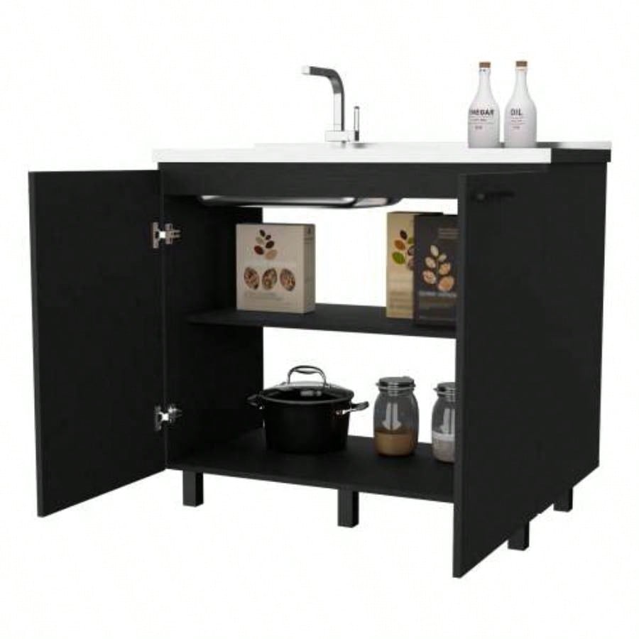 Black 2 Utility Sink and Cabinet