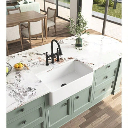 White Farmhouse Sink Deep Apron Sink Undermount Farmhouse Kitchen Sink Single Farm Sink