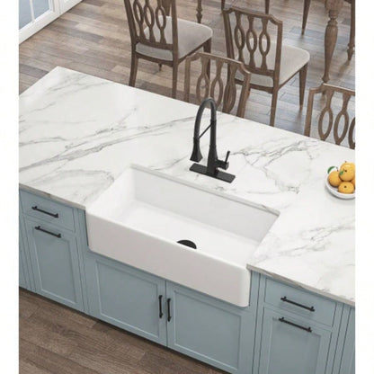 White Farmhouse Sink Deep Apron Sink Undermount Farmhouse Kitchen Sink Single Farm Sink